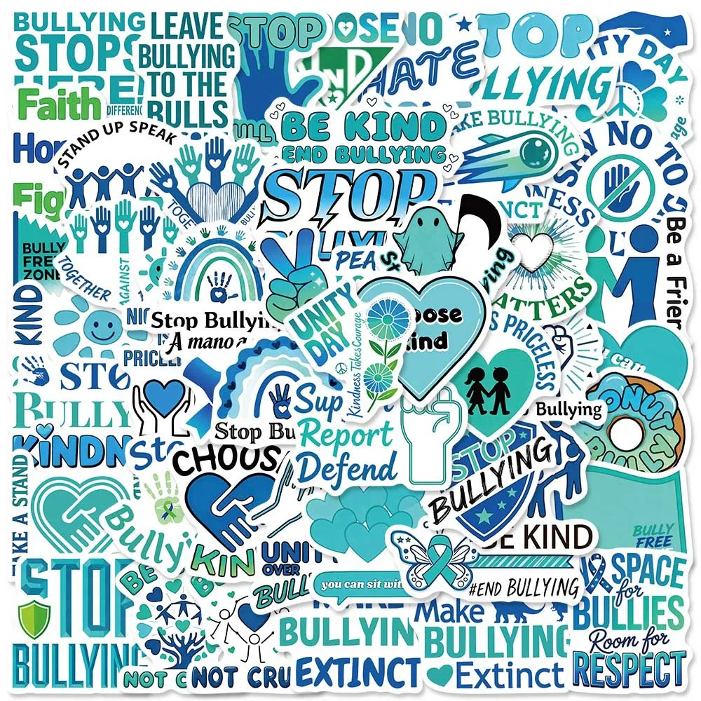 50PCS Anti-Bullying Day Sticker Personalized Cartoon Creative Laptop Bicycle Mobile Phone Notebook Graffiti Waterproof Decal