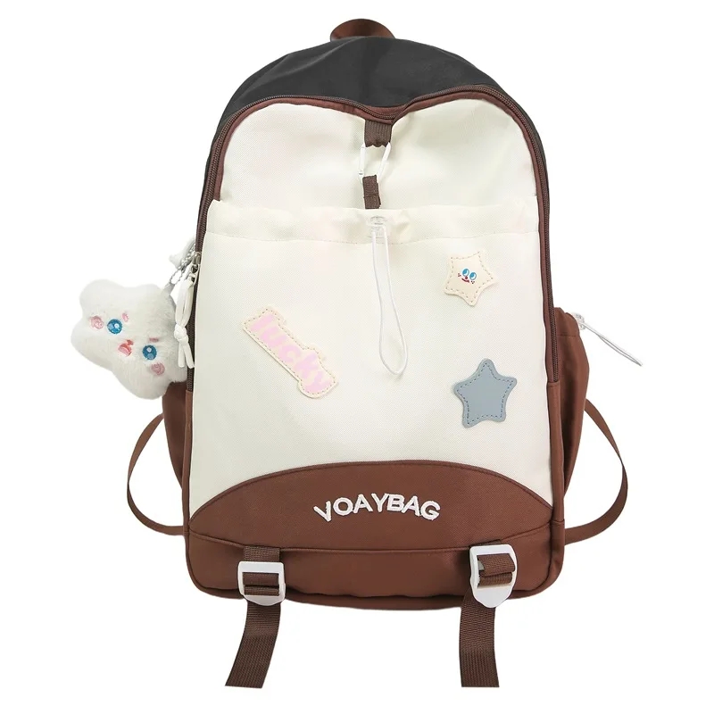 Picture 7: Waterproof nylon color-blocking student schoolbag, cute star-shaped large-capacity computer storage travel backpack