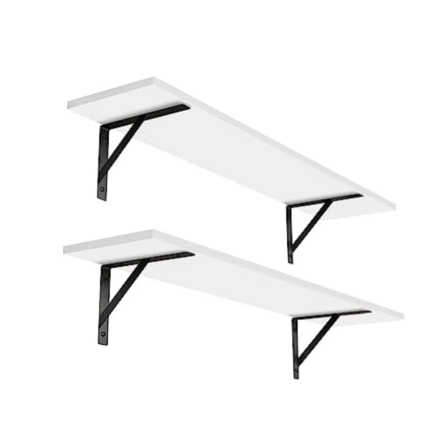 

Long Wall Shelves, x 7.9 x 6.1, Set of 2 Floating Shelves, Easy-to-stall, Large Storage Ledges with Sturdy Metal Brackets for L