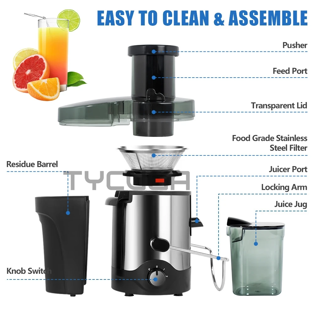 Электрическая соковыжималка для апельсина, 1,5 л, 800 Вт, блендер для фруктов и овощей, соковыжималка для лимона, многофункциональная соковыжималка, кухонная техника 110/220 В