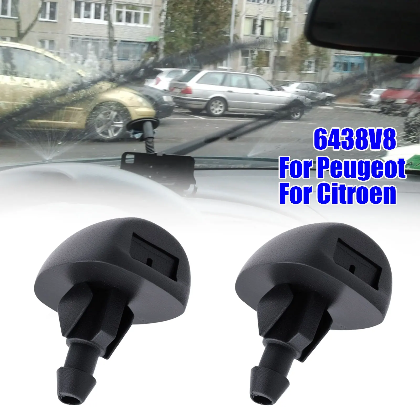 2pcs Car Front Windshield Windscreen Wiper Nozzle Washer Jet Nozzles for Peugeot 106 205 207 306 307 308 Citroen C1 C2 C3 C4