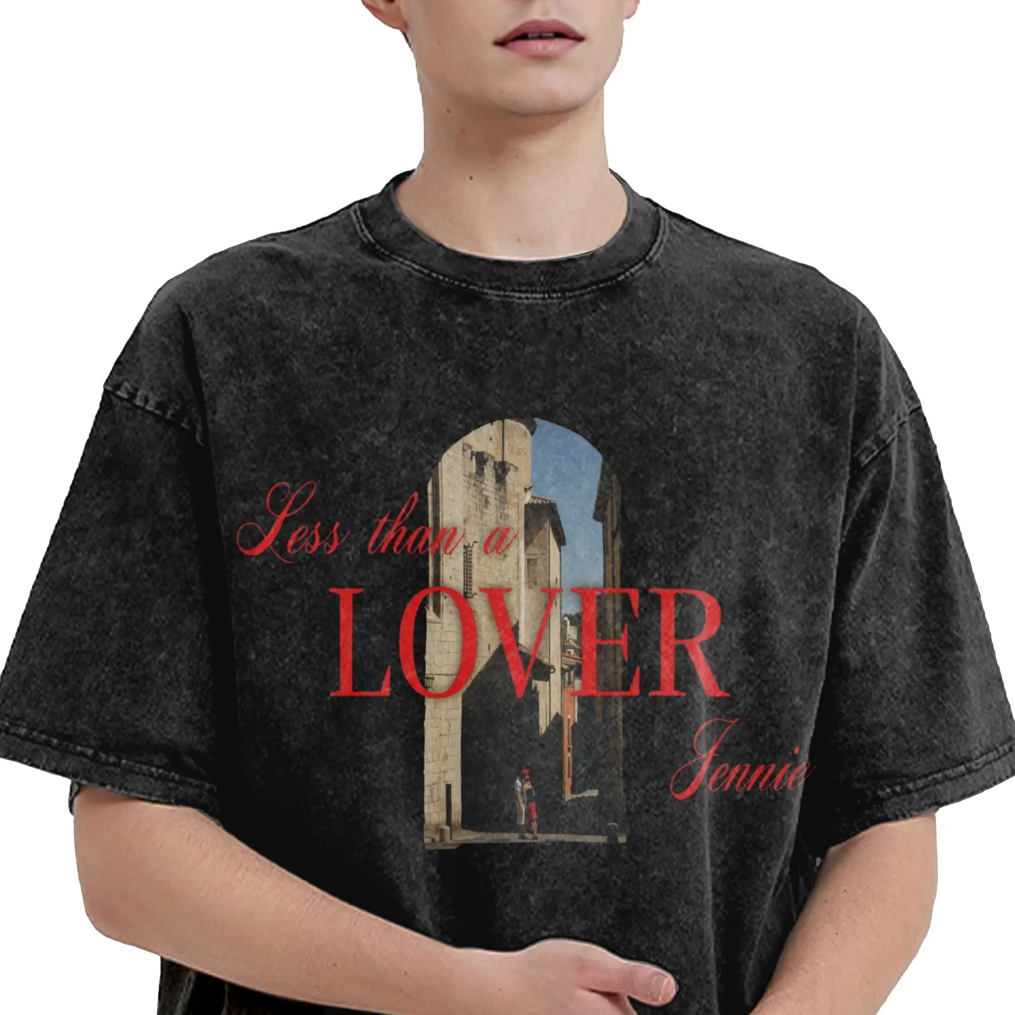 less than a lover jennies  Outfit Washed T Shirt for Men Women Streetwear Hip Hop T-Shirts Graphic Printed  Tees Short Sleeve