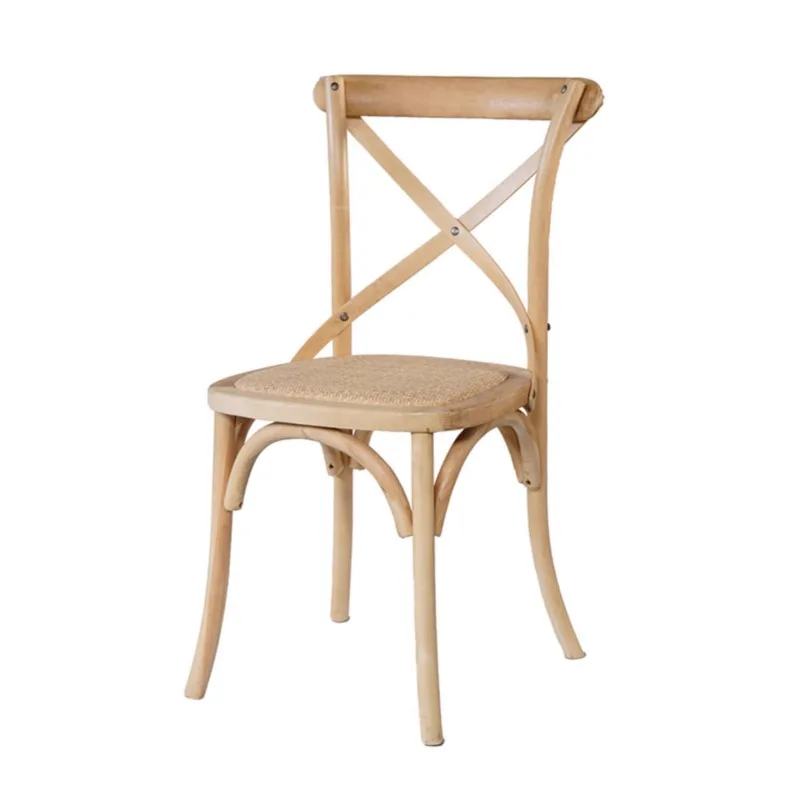 Nordic French rattan retro chair back fork chair dining country solid wood chair back restaurant simple American bed