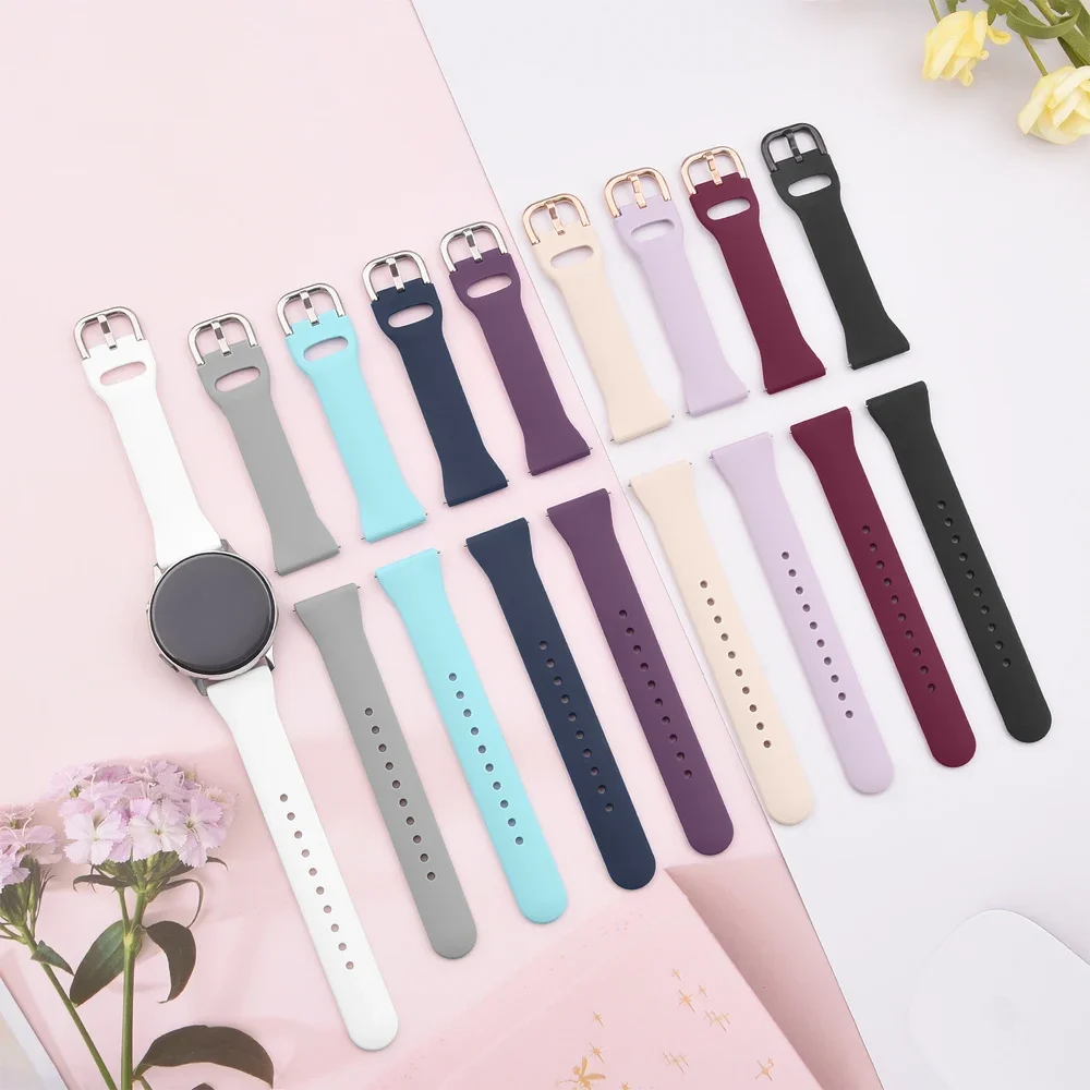 20mm Silicone Watch Band for Samsung Galaxy Watch 3 41mm 42mm Active 2 Sport Bracelet Strap for Samsung Gear Sport/S2 Classic