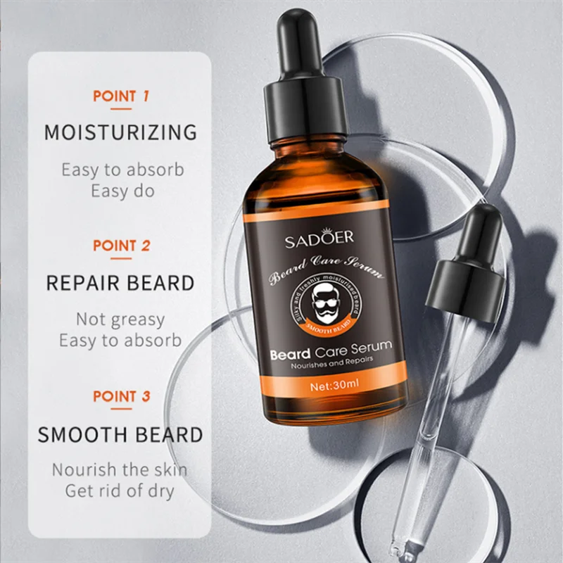 Beard Growth Spray Set for Men Nourishing Moisturizing Moustache Growth Enhancer Anti Hair Loss Care Serum with Beard Roller