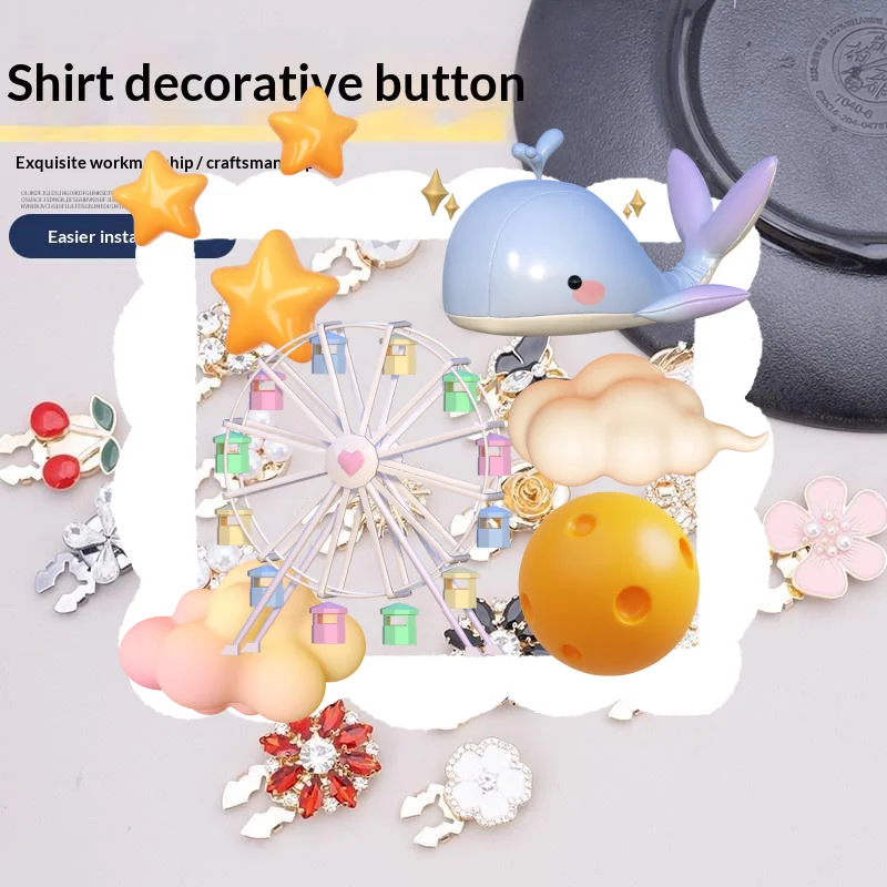 

Crystal Pearl Button Covers Detachable Clip-On Shirt Coat Decorative Buttons Sewing Button For DIY Blouses Clothing Women Men