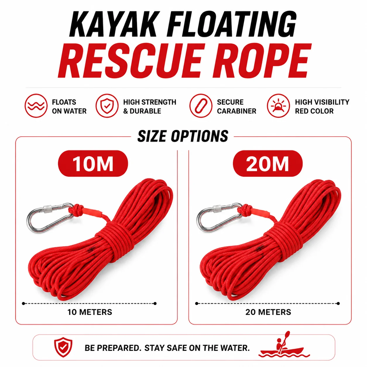 10 20M Canoe Kayak Buoyant Rescue Line Throw Rope Floating Safety Bag for Fishing Boat Dinghy Yatch Raftiing Sailing