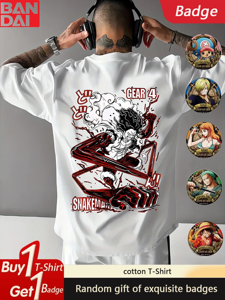 ONE PIECE Anime Luffy impression périphérique 2025 été à manches courtes T-Shirt hommes et femmes déplacements quotidiens coton T-Shirt