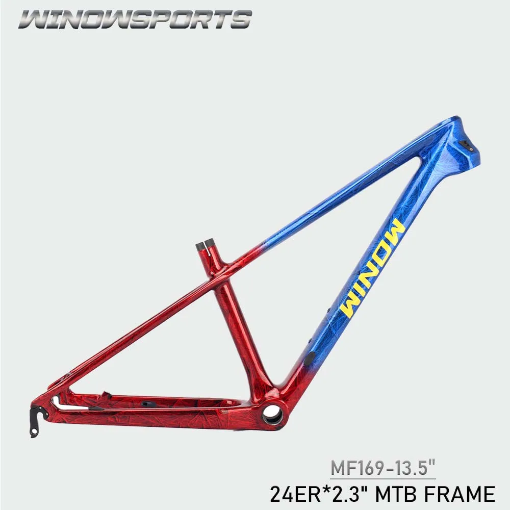 New Cracked paint 24er Carbon kid student bike Frameset mtb bicycle Frame 13.5'' with Winow logo