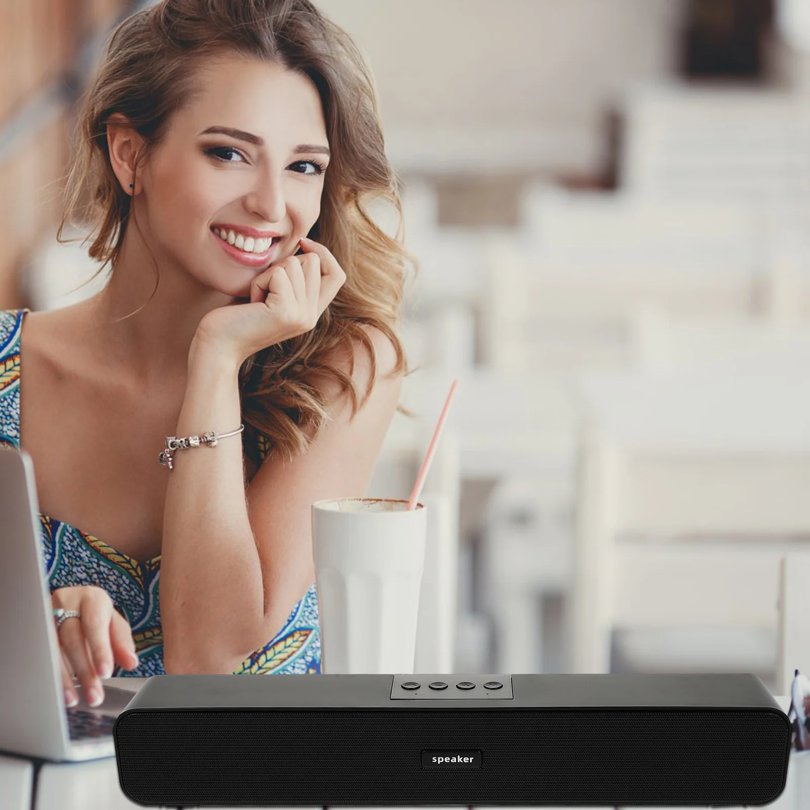 1pcs alto-falante sem fio mini subwoofer portátil para uso de mesa modo de som de parede eco 4 unidades de alta velocidade