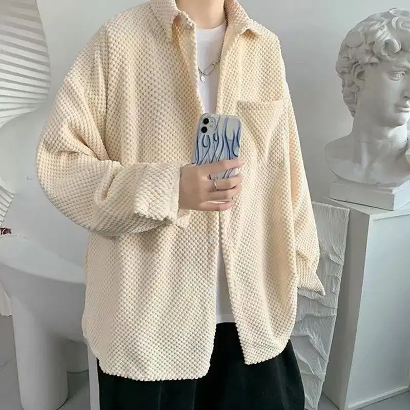 

Men's Corduroy Oversized Shirt Jacket Vintage 2025 Autumn Design Loose Fit Casual Outerwear