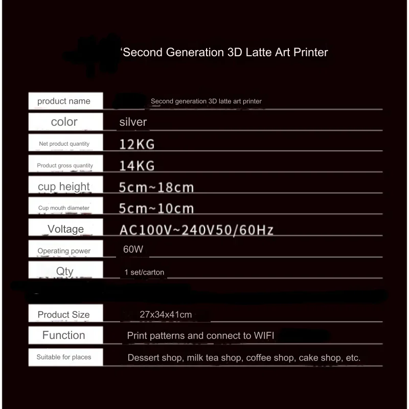 Factory Supply  s Wifi SupportSelfie Photo Latte Art Coffee Printer Machine Cake Photo Printing Machine