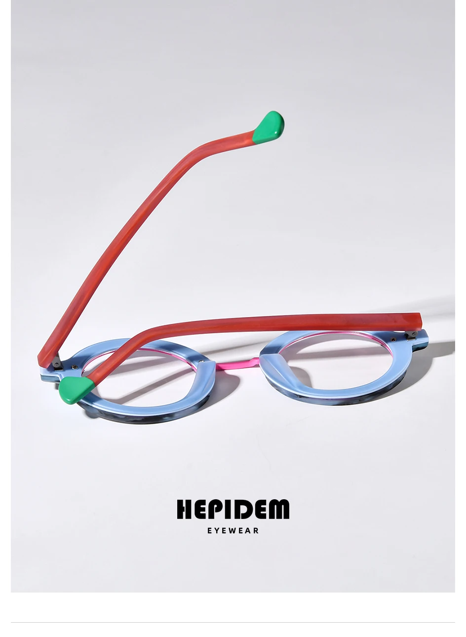 HEPIDEM Acetat Brille Rahmen Frauen übergroße große runde Brille japanische handgemachte Brille dicke transparente Brille 9351 – Detail 30