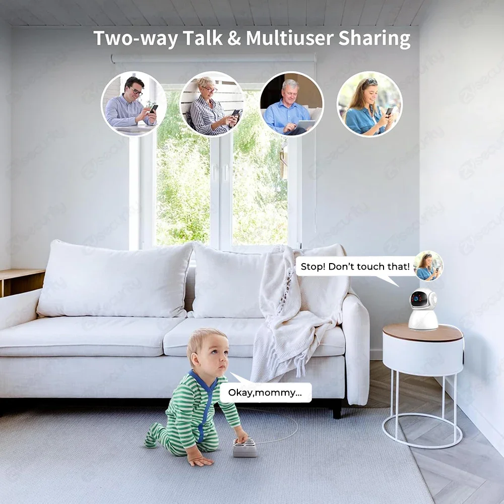 4K 8MP WiFi Smart Home Security กล้องในร่มกล้องสัตว์เลี้ยง/Baby Monitor, 2.4/5 GHz Wi-Fi Humanoid ติดตาม Pan/Tilt IP กล้อง LAN