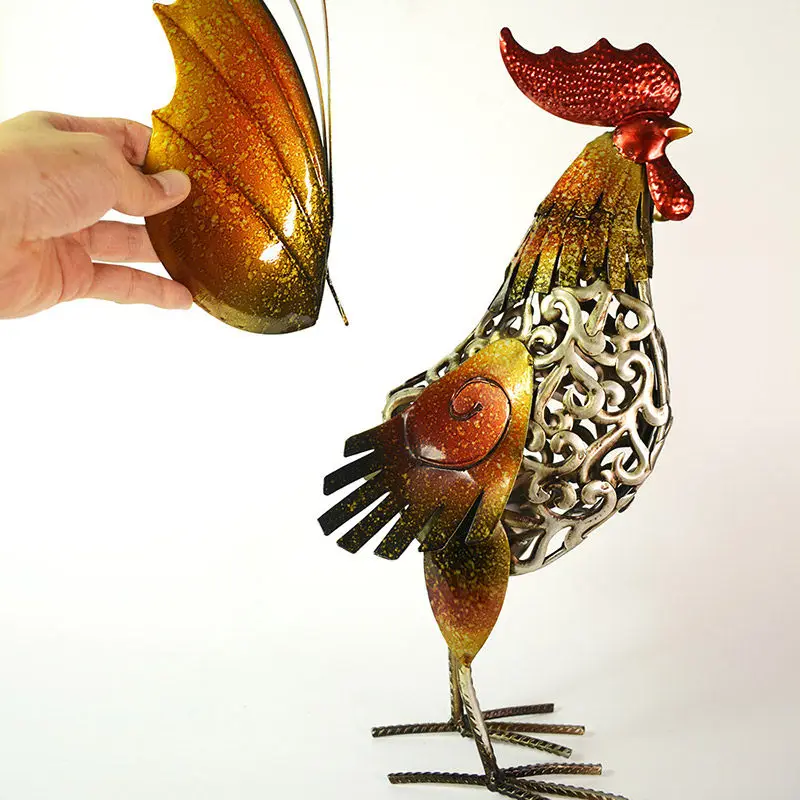 Imagem -05 - Galo Frango Zodíaco Ornamentos Pastoral Metal Figurines Artesanato Escritório Desktop Escultura Decoração Arte Casa Sala de Estar Tabela Ornamentos Fengshui