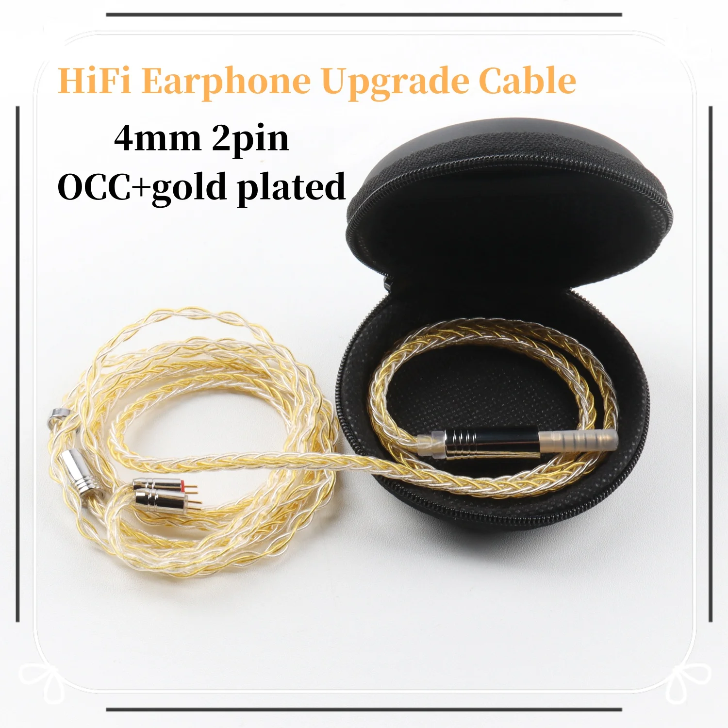 

NEW HiFi Earphone Upgrade Cable 24K Real gold-plated Double-layer Plating Wire 7N OCC Silver-Plated 8 Cores IEM Cables 4MM 2Pin