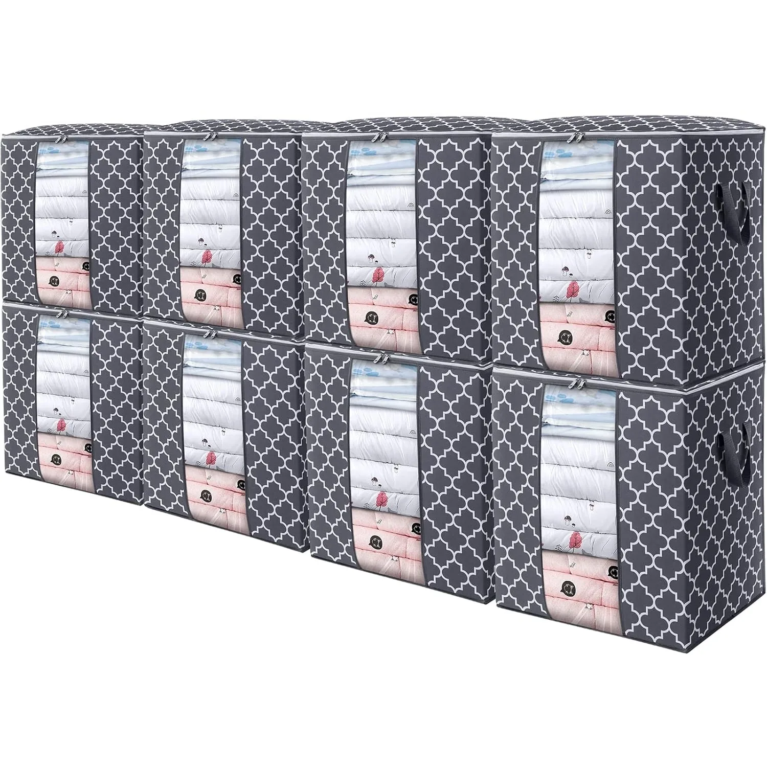 

Storage Bags 8 Pack/100L Large Blanket Clothes Organization and Storage Containers for Comforters,Bedding ,Gray