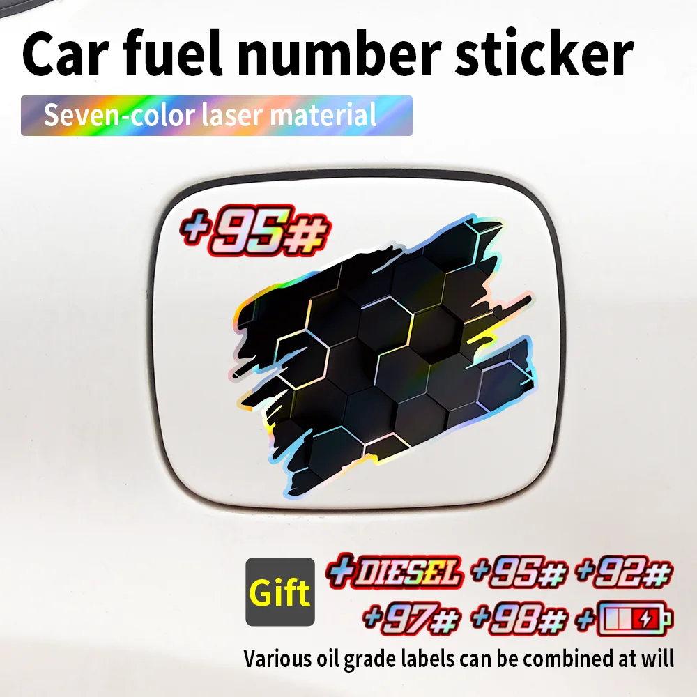 

Honeycomb Car Laser Fuel Number Stickers Waterproof Vinyl Auto Fuel Tank Cap Stickers Diesel and Gasoline Decals Accessories