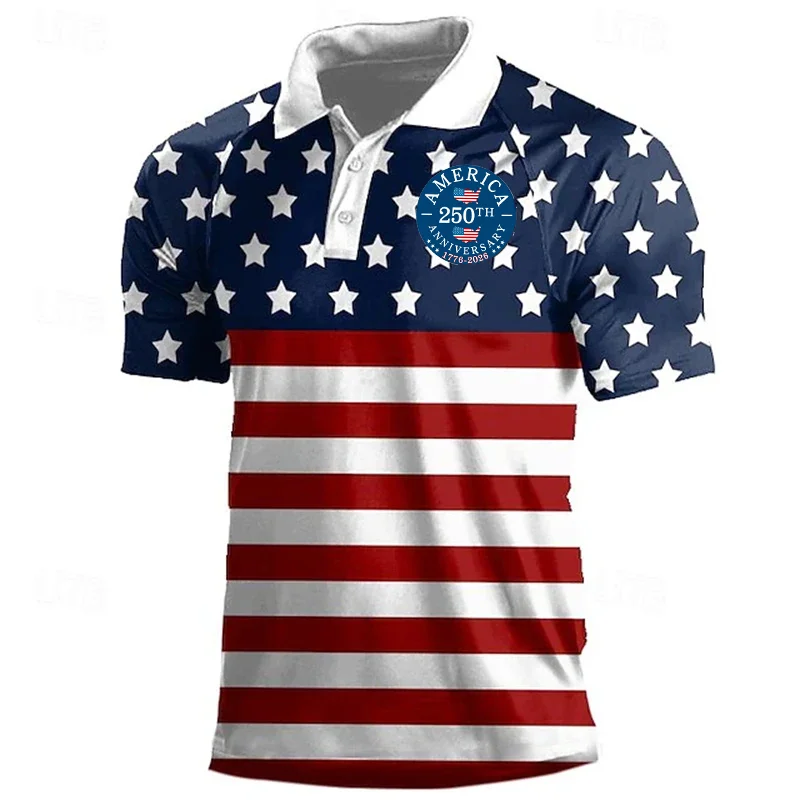 Children's, Men's, And Women's 250th Anniversary Polo Shirts, Star Spangled Banner Commemorative 3D Printed Multiple Loose Tops