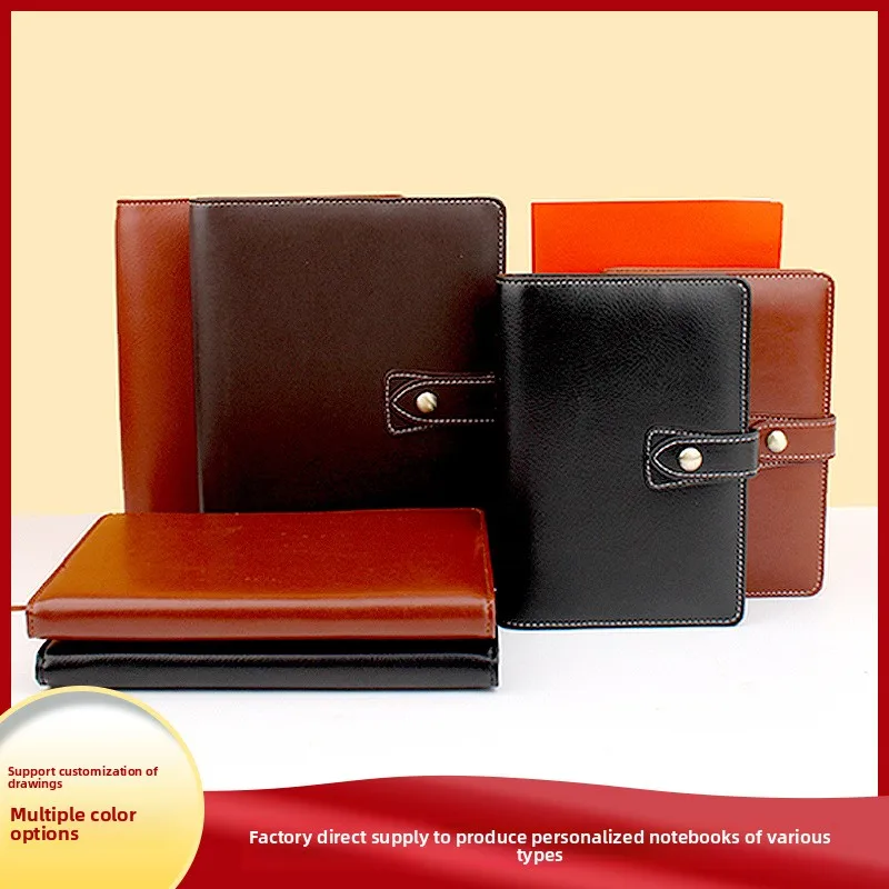 Genuine Leather A5 Business Notebook, Top Grain Cowhide Diary with Magnetic Buckle and 200 Page Dowling Paper for Office