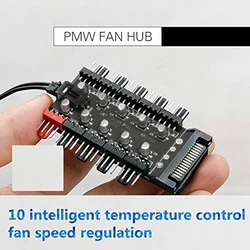 4Pin 10 Port PC Case Fan Hub PWM Controller SATA Power/Large 4P Splitter Motherboard Cooler Cooling Fan Cable