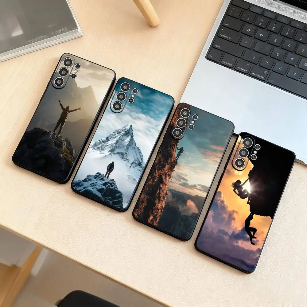 Rock Climbing  Phone Case For Samsung S25,S24,S21,S22,S23,S30,Ultra,S20,Plus,Fe,Soft Silicone Black Cover