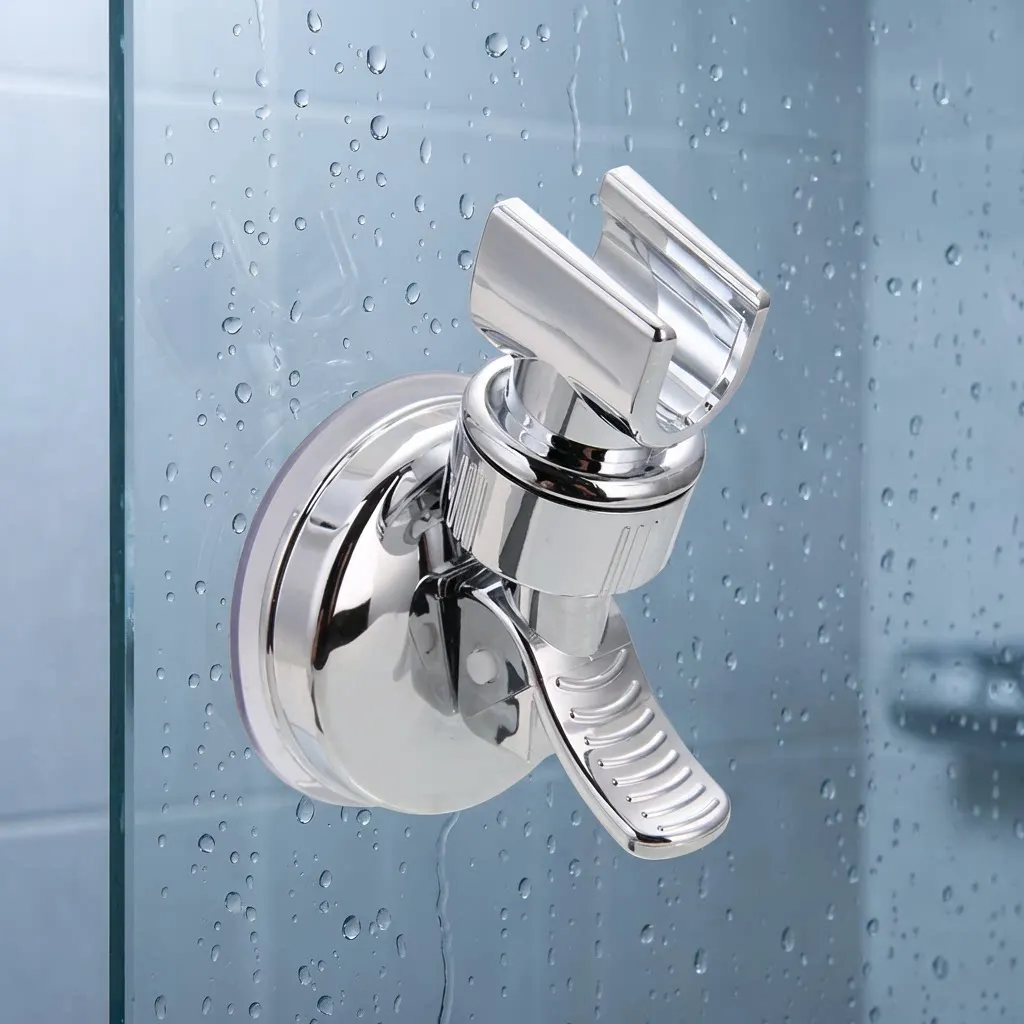 Adjustable Handheld Shower Head Holder with Strong Vacuum Suction Cup Wall Mount Rotating Base for Bathroom Organization