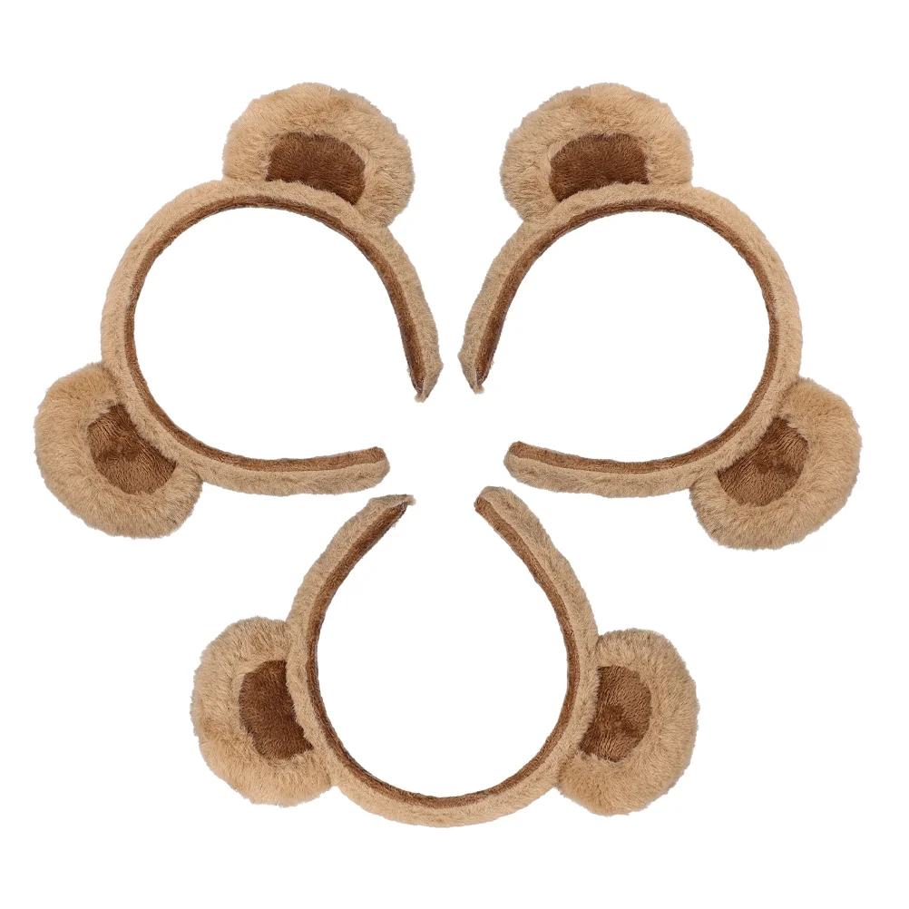 

3 Pcs Bear Headband Cute Plush Hair Accessories 3pcs (a Style Headband-brown) Animal Girl Headdress Halloween