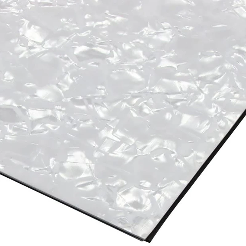 NALFI-3Ply PVC With Bass Guitar Pickguard Material Sheet DIY Untrimmed 16.9X11.4X0.09 In, Pearl White