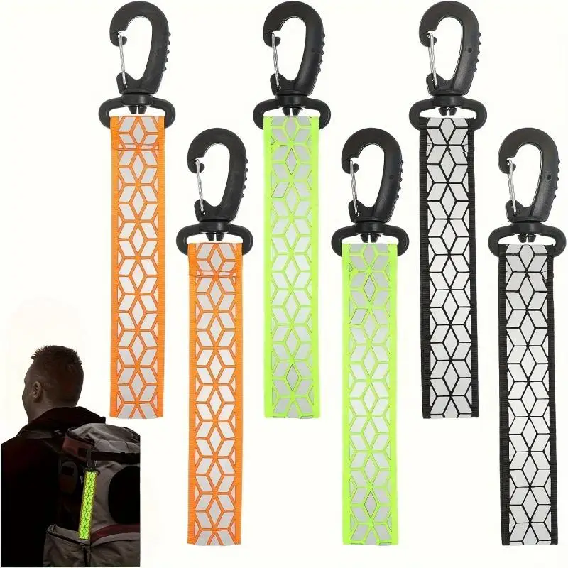 2Pcs Reflective Straps Pendant Keychain For Outdoor Camping Night Running Cycling Backpack Safety Lightweight Bright Keyrings