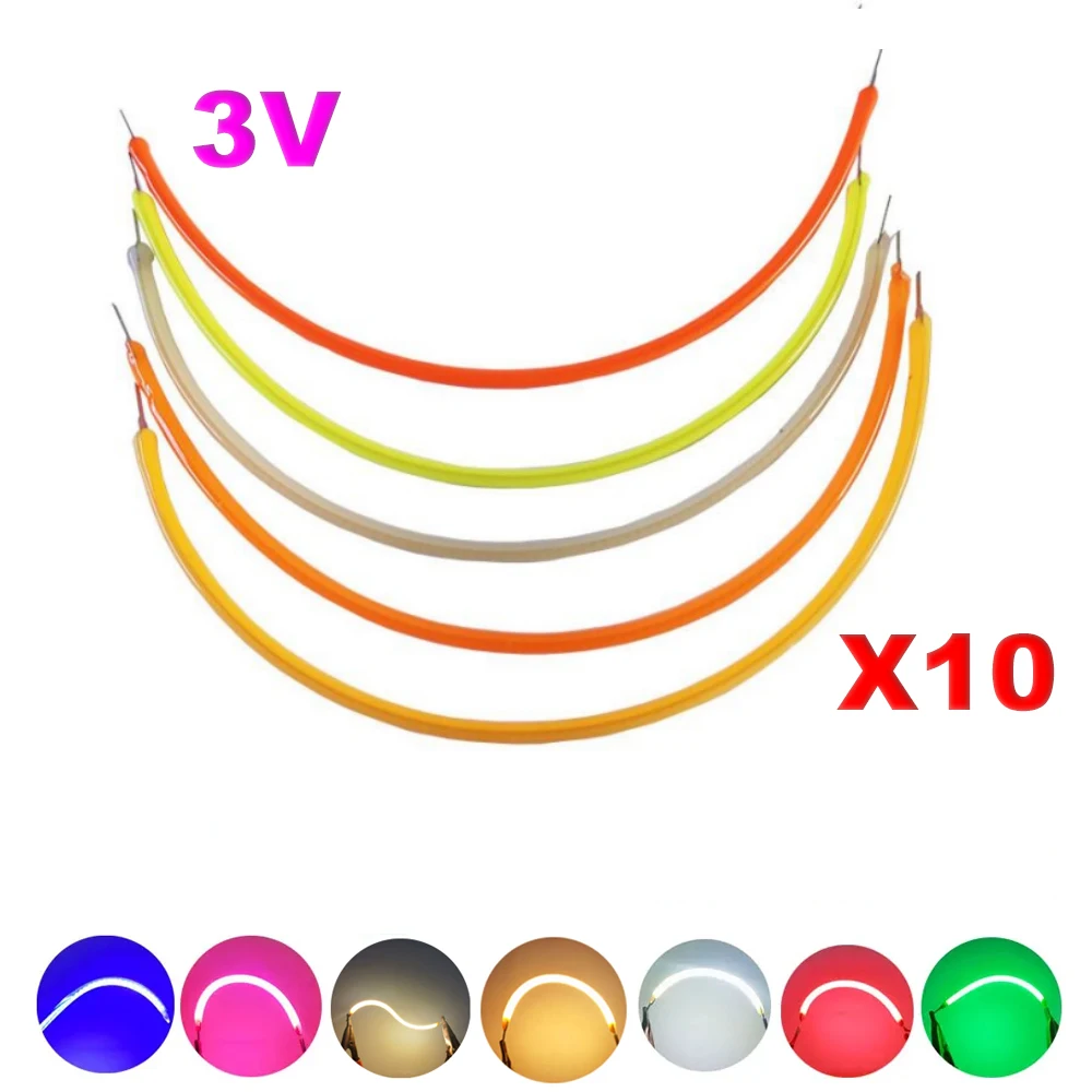 

10Pcs Flexible LED Filament DC 3V 95mm 80mm 60mm for LED Bulb Lamp Parts LED Diode Lighting Strip Decoration 2200K Red Blue Pink