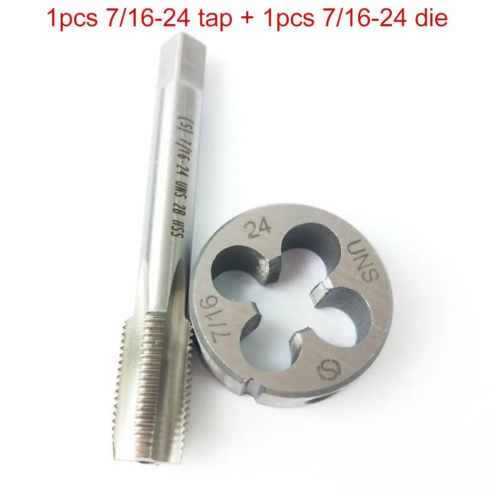 7/16 24 Tap and Die Set for Mold Metal Processing Tool Right Hand Taper High Speed Steel Construction 2 Pieces