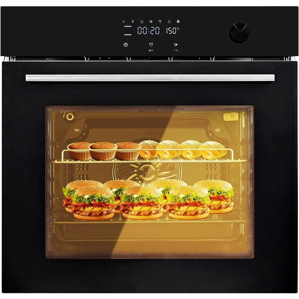 

24 Inch Electric Single Wall Oven, 2.5 Cu.t Built-in Convection System with 8 Cooking unctions in StainlSteel, Touch Control