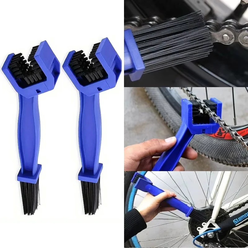 3-Sided Motorcycle Bike Chain Brush Cleaner Portable Bicycle Scrubber Wash Tool For MTB ATV Dirt Bike Maintenance