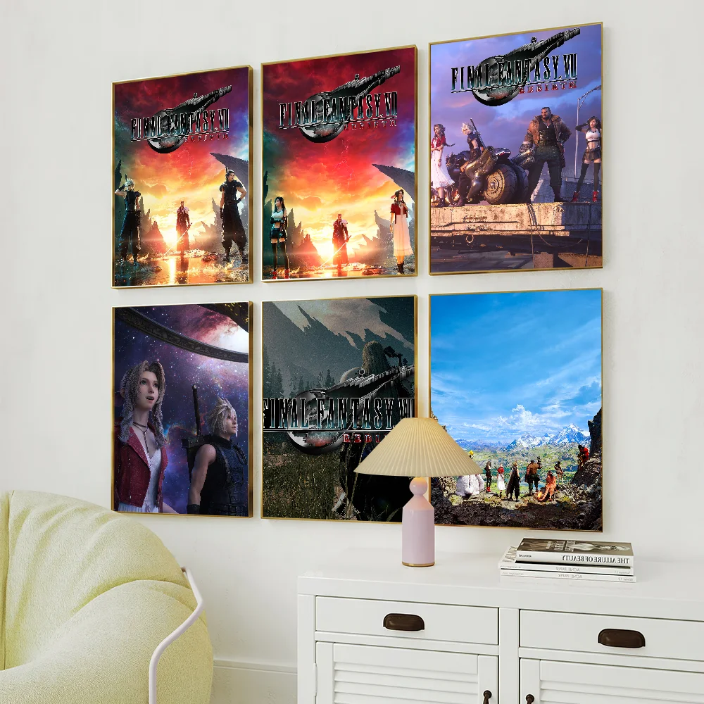 Game F-FINAL F-FANTASY 7 R-REBIRTH C-Claud RPG Poster Art Wall Painting Stickers Small Decor Aesthetic Bar Coffee House Indoor