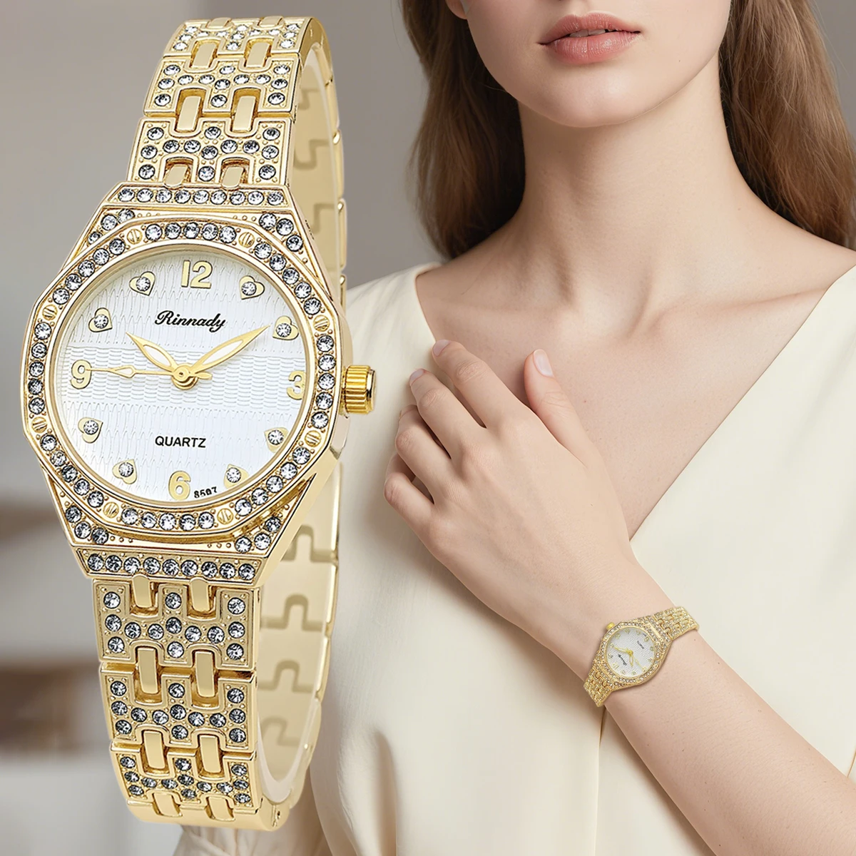 

Ladies' Fashionable Casual Luxury Diamond Quartz Alloy Watches