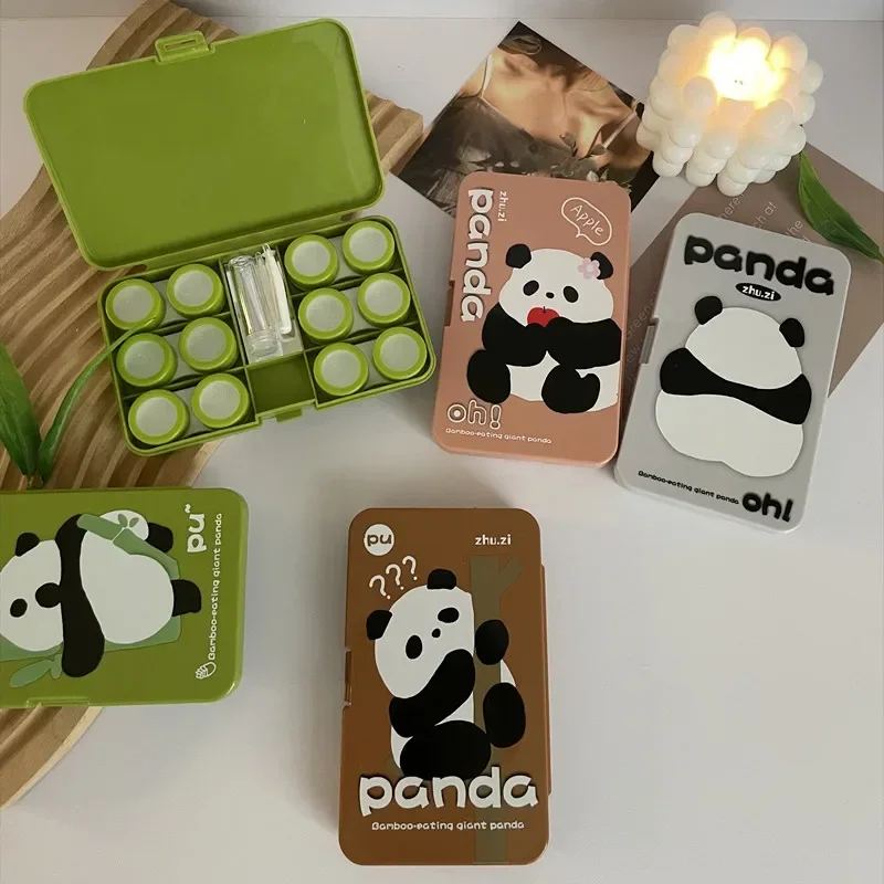 

1 Box Contact Lens Case Cute Panda Animal Contact Lens Storage Box Portable Travel Soak Container Lenses Box for Beauty Pupil