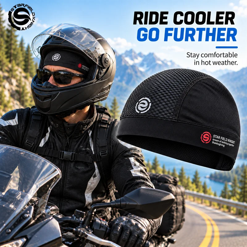 Motorrad-Fahrradkappen Halbbedeckende Eisseide Sonnenschutz Helmfutter Sommer Atmungsaktiv Schnelltrocknend Anti-UV Skateboard-Fahrausrüstung