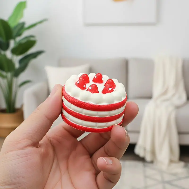 Hot Sale 1PCS Strawberry Cake Slow Stress Relief Toy Soft Pressing Food Toy For Stress Relief Kids Gifts And Desktop Decoration