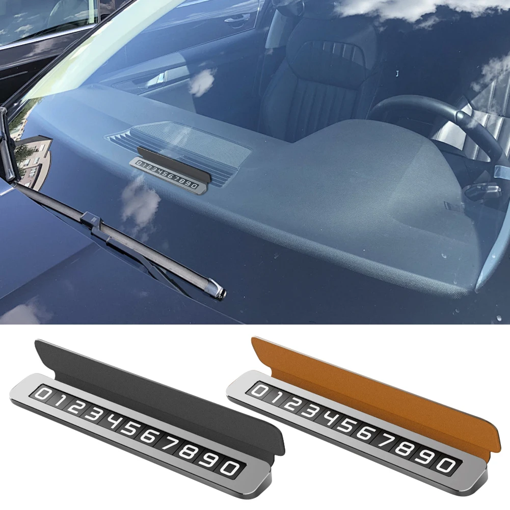 

Phone Number Plate Stylish Artificial Leather Temporary Parking Card Car Decorative Accessories Parking Number Card Sleek