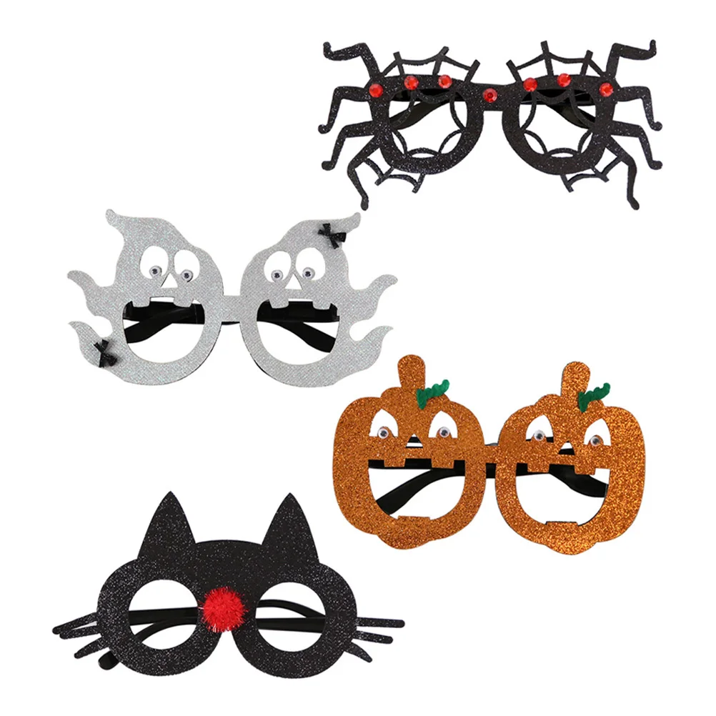4 قطع من النظارات المزخرفة للهالوين، دعائم الحفلات الإبداعية، إكسسوارات تنكرية خفيفة الوزن، نظارات مضحكة
