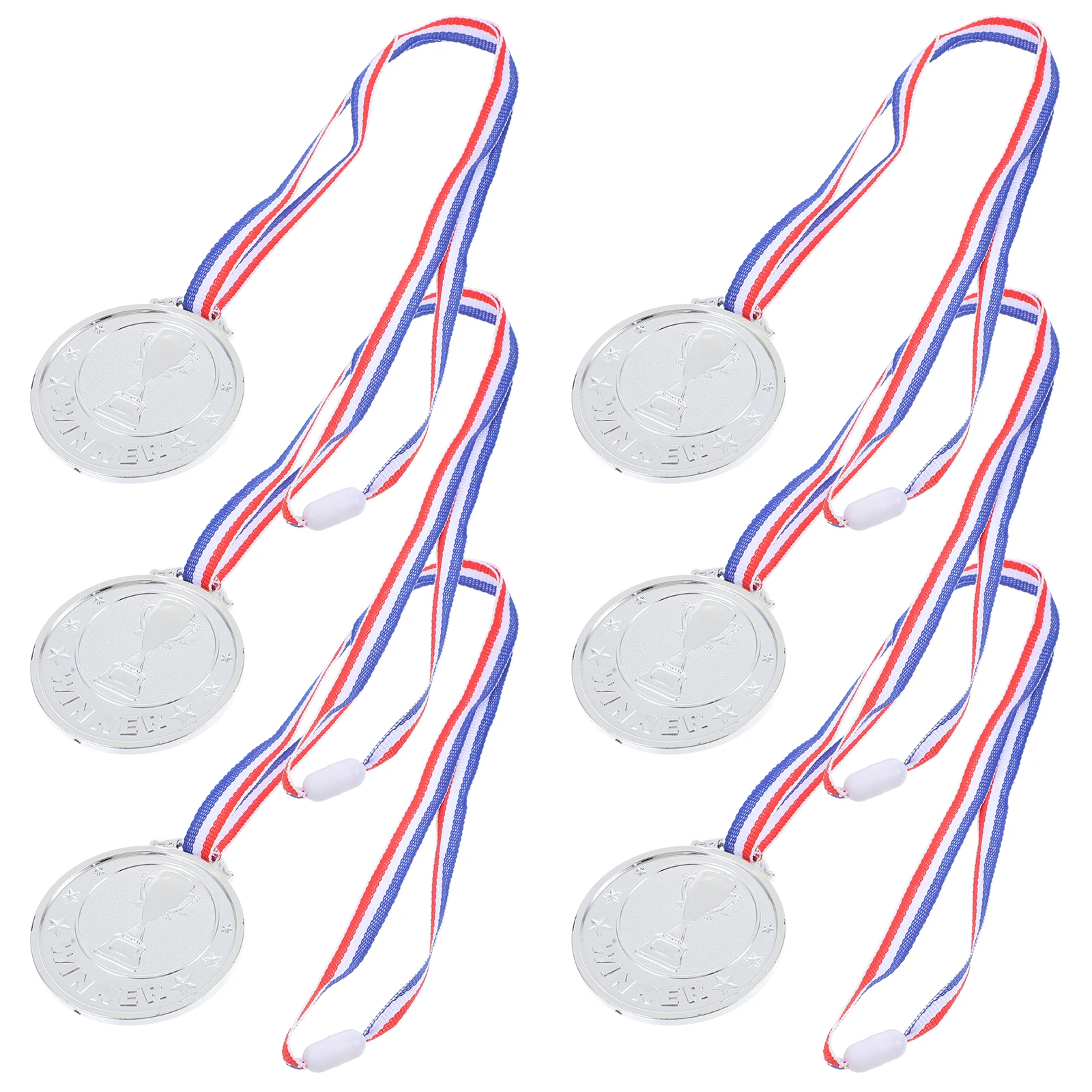 6 Pcs Plastic Gold Medals for Kids Students Awards Sports Day Trophy Medal Classroom Party Prop Souvenir Commemorative