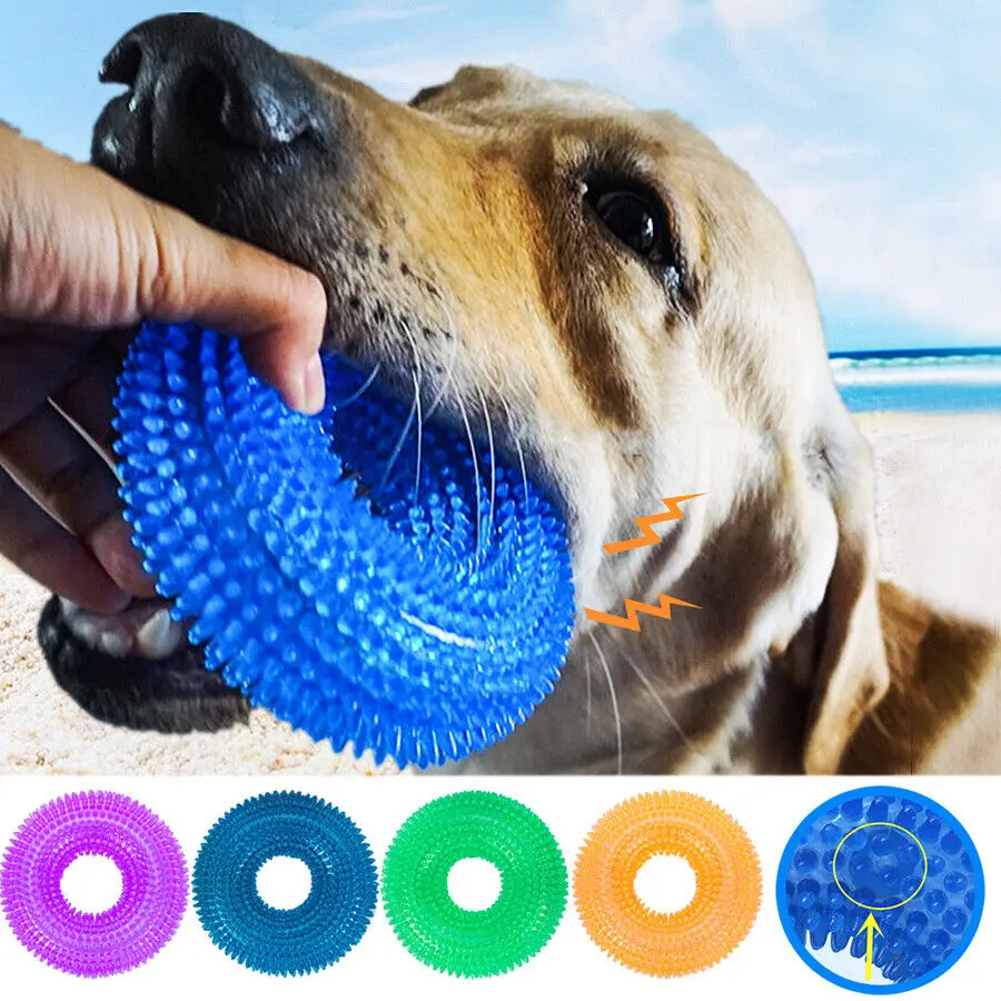 Pet Dog Toys Puppy Sounding Toy Molar Squeaky Tooth Cleaning Ring TPR Training Pet Teeth Chewing Toy Thorn Dog  Accessories