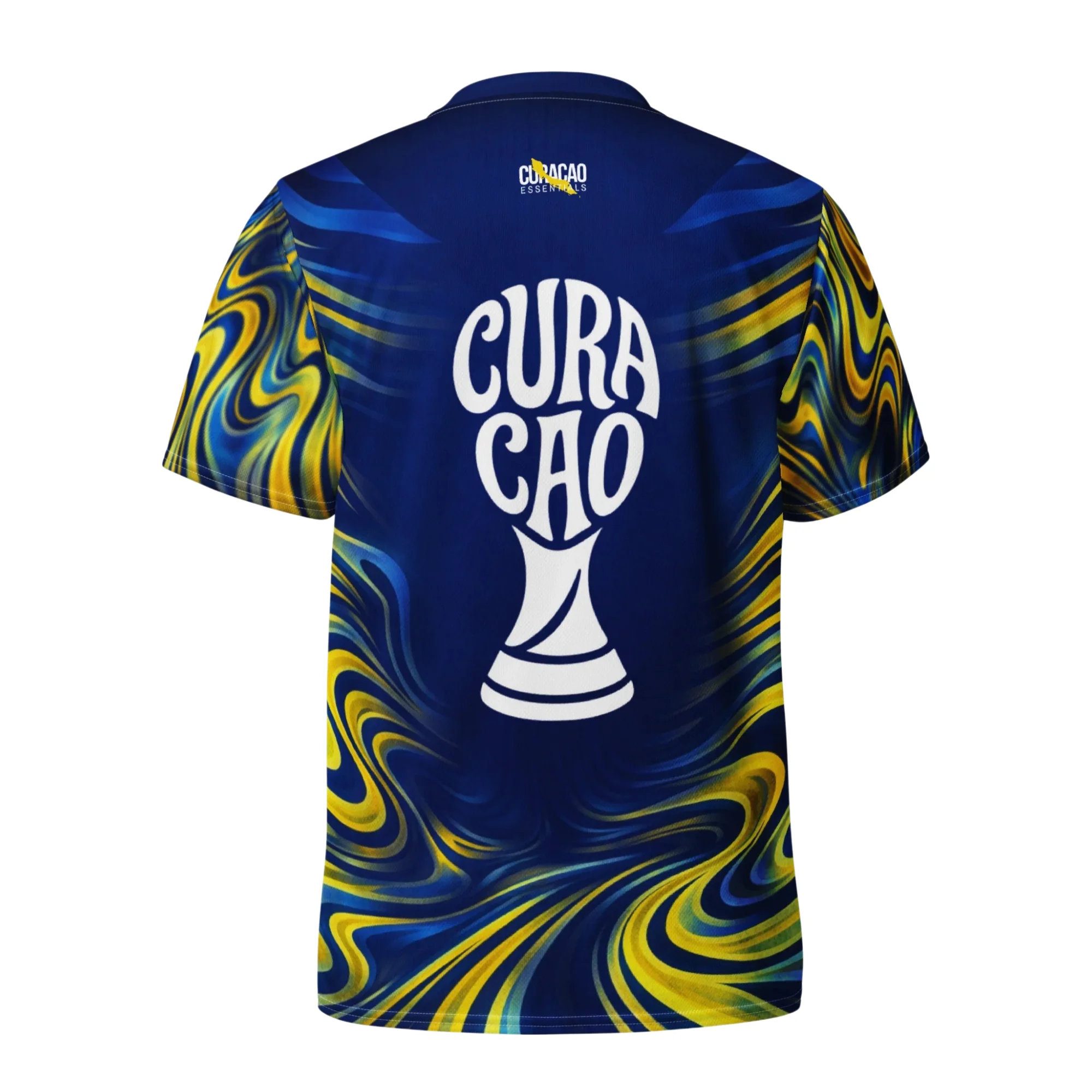 2026 Curaçao Wins Soccer Fans Jersey Blue Wave Print Unisex Athletic T-Shirt for Men Women Kids Summer Casual Training Tops