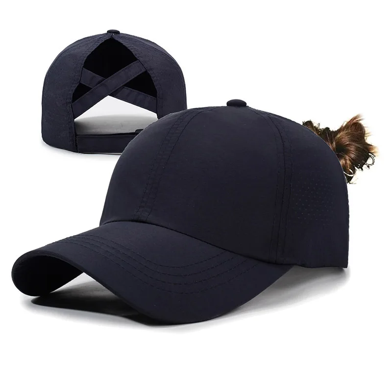 Neue Sommer-Baseballkappe für Damen mit Kreuzband für Pferdeschwanz, Leichte Schnelltrocknende Atmungsaktive Sonnenhut – Detail 11