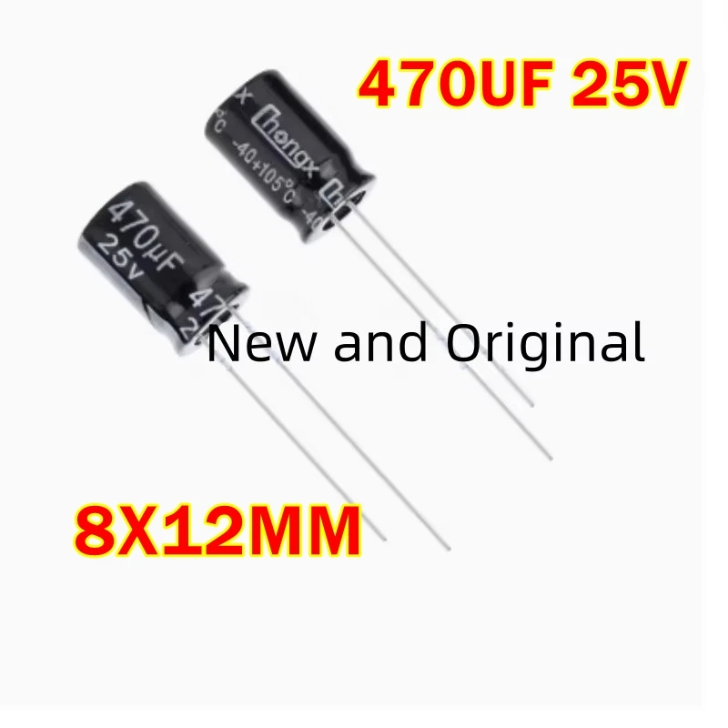 

470UF 25V 8X12MM Brand new genuine high-quality plug-in electrolytic capacitor 470U 470UF25V