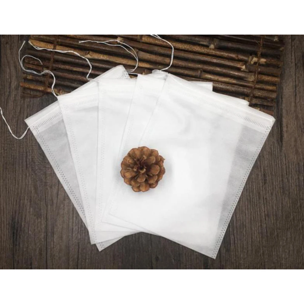 

100pcs Non woven Tea Bags for Loose Fill Remove Lightweight Gym Bag Shoe Storage Disposable Seasoning Bags Filter