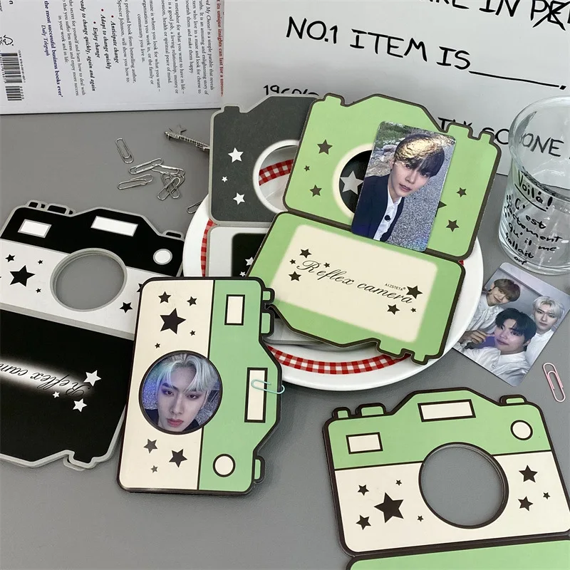 10pcs Creative Design Cute Camera Kpop Photocard Package INS Simplicity Sweet Cool Photo Card Holder Displaying Badge Protector