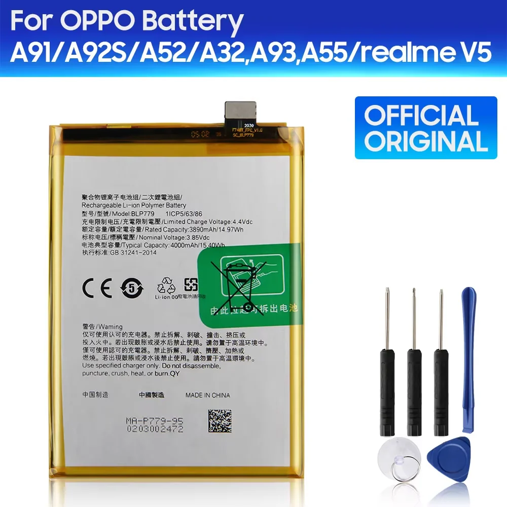 2024 Production Replacement Phone Battery BLP779 BLP805 BLP781 BLP807 BLP765 For OPPO A52 A93 A92S A55 A91 Realme V5