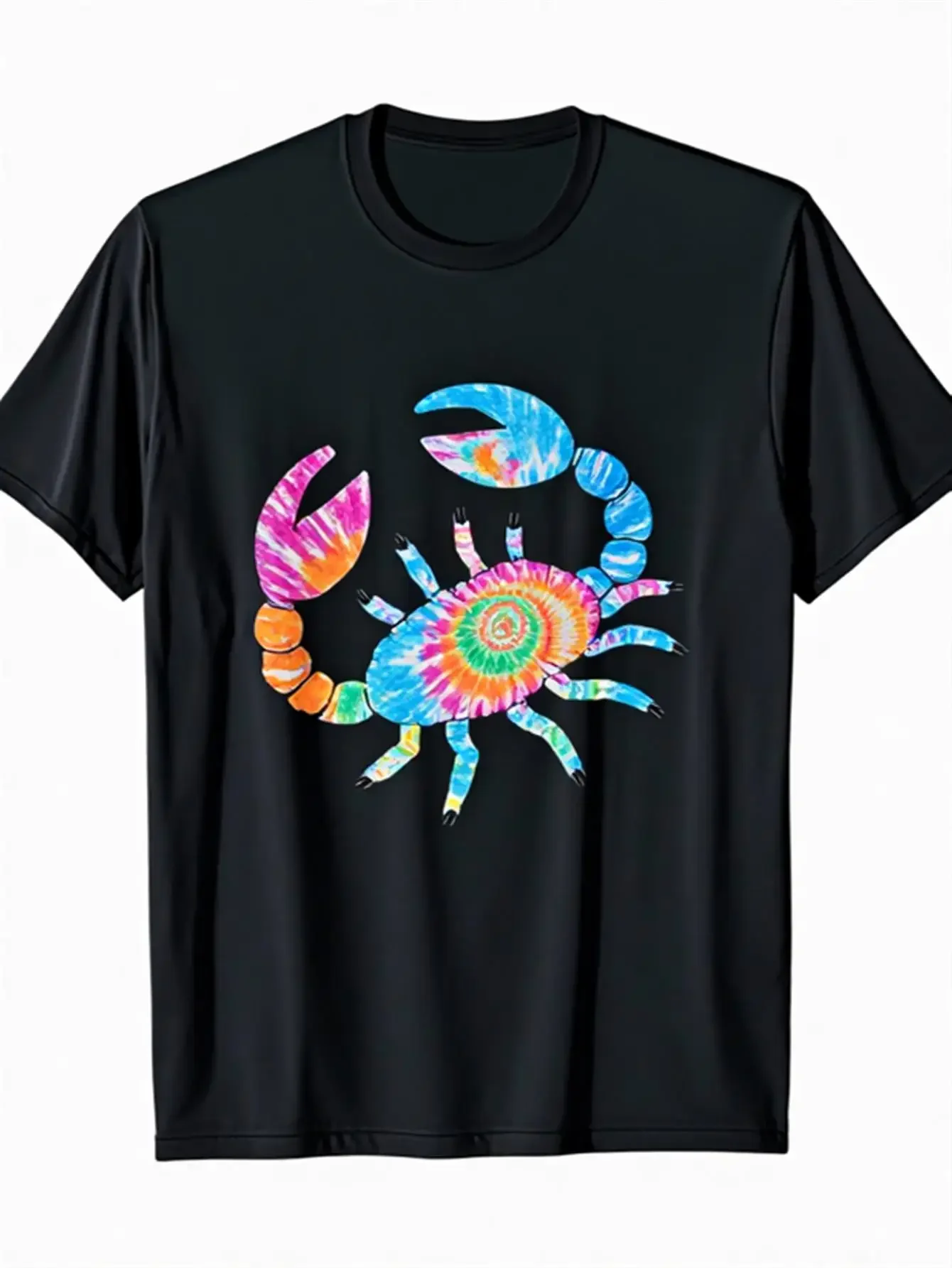 

Tie Dye Scorpion Graphic Men's T-Shirt Breathable Crew Neck Casual Trip Tee